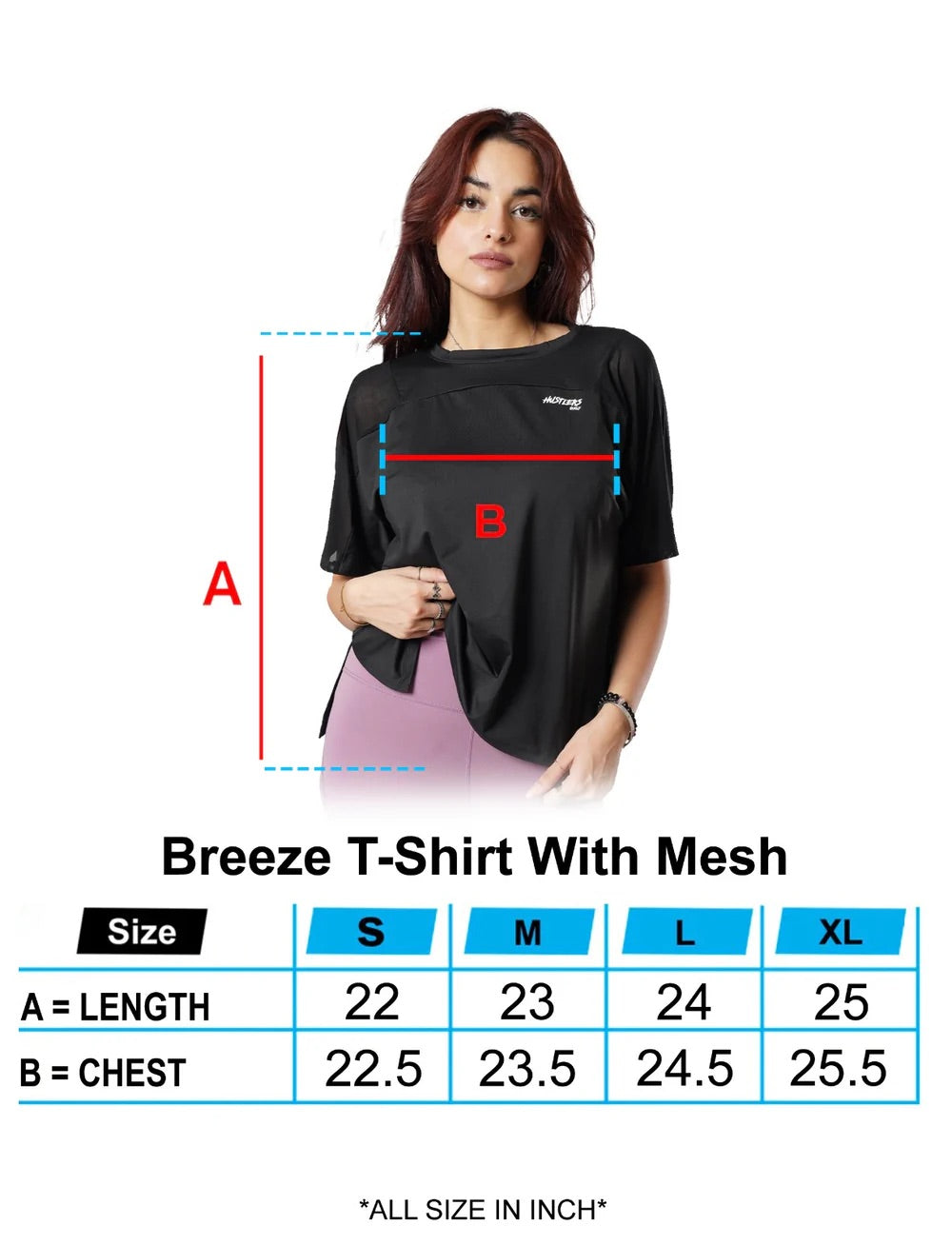 Breeze T-Shirt Sizechart For Gym | HustlersOnlyUK