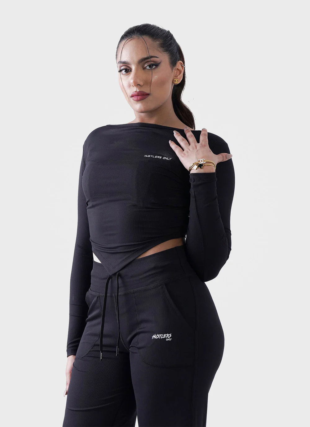 Black Diamond Crop Shirt For Wokout | HustlersOnlyUK
