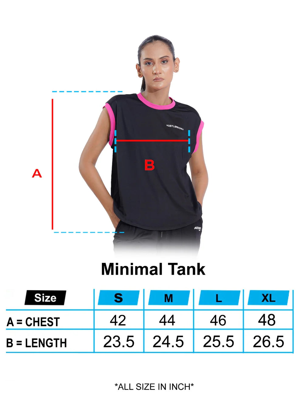 Black Minimal Tank Sizechart | HustlersOnlyUK