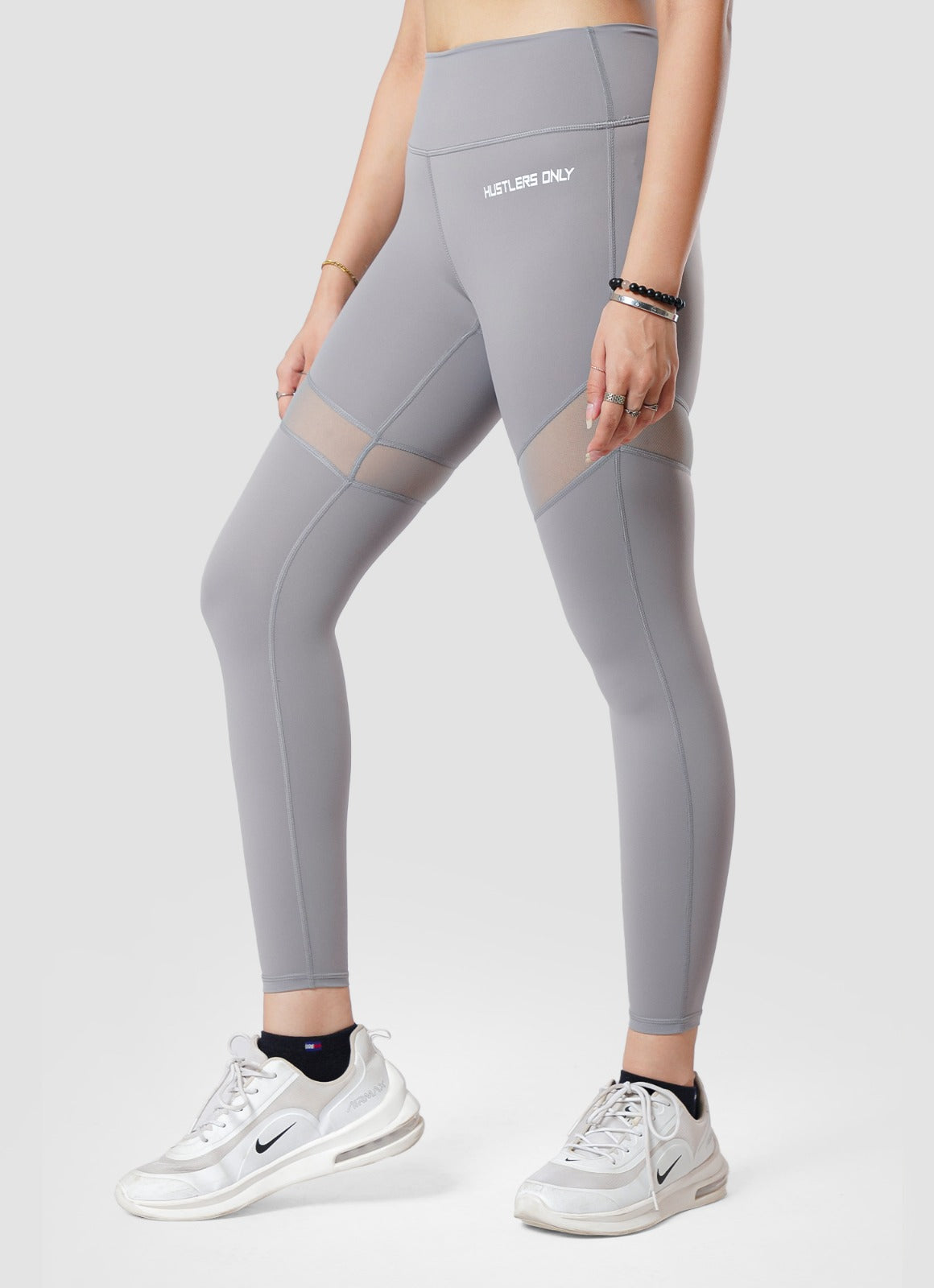 Performance Mesh Gray Leggings For Gym | HustlersOnlyUK