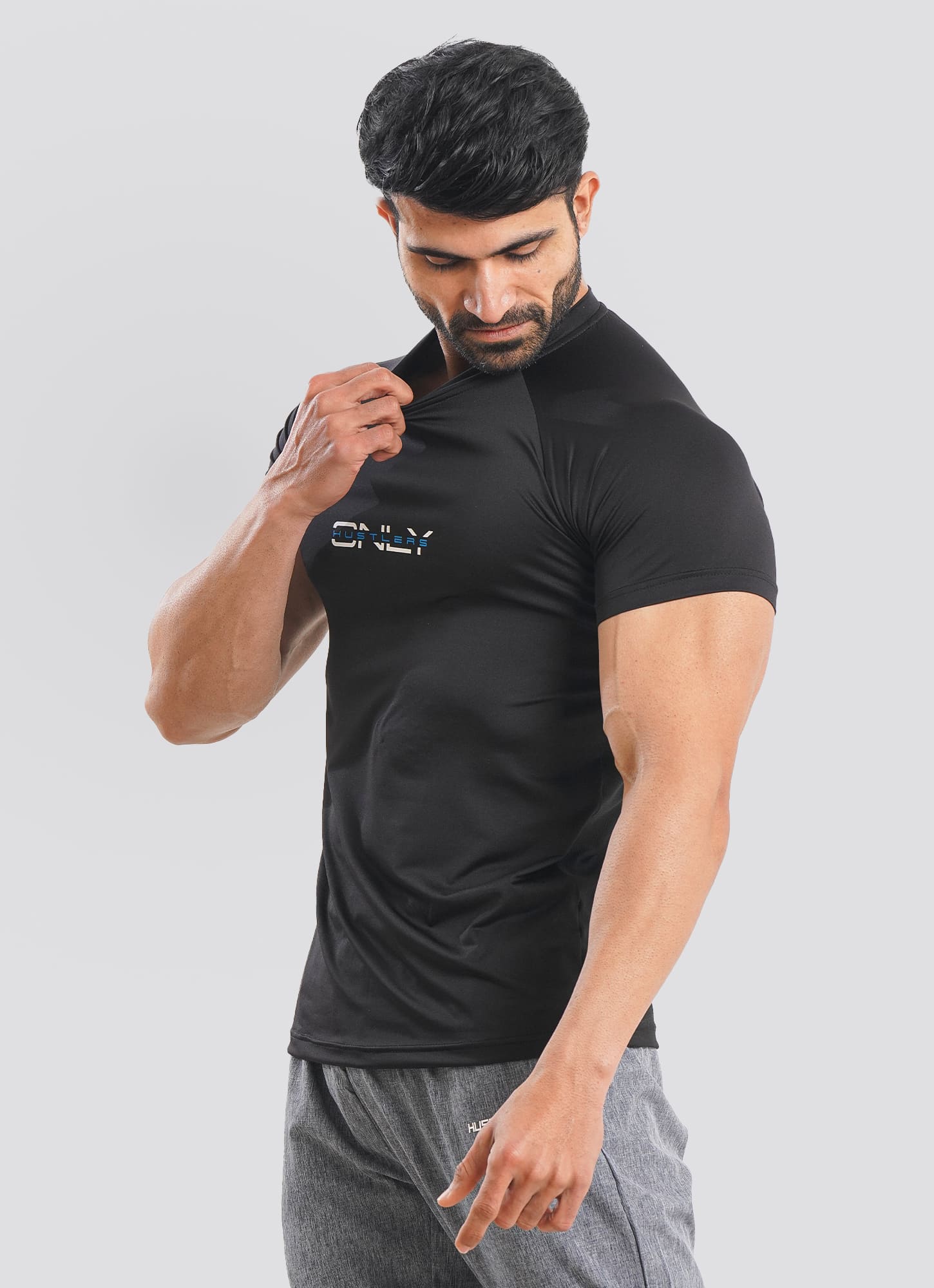 Black Utility Mesh Back T-shirt For Men | HustlersOnlyUK