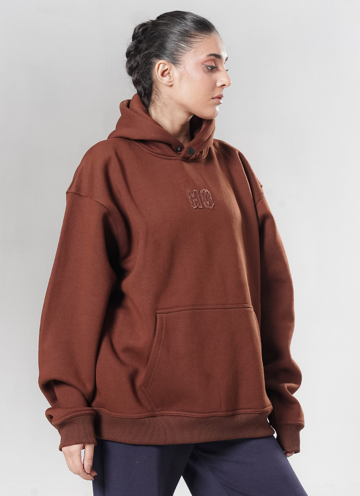 Crude Oversized Hoodie - Brown