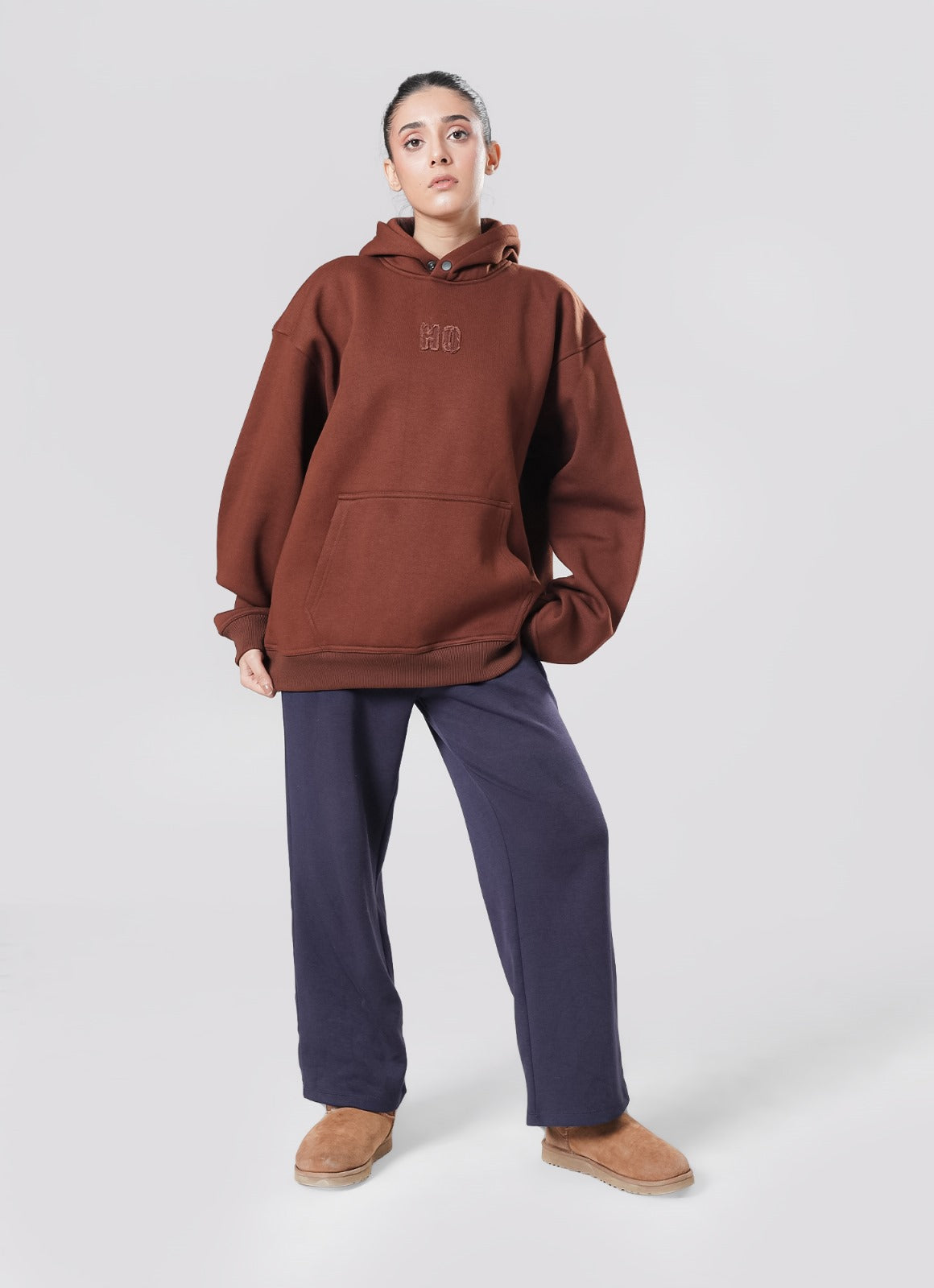 Crude Oversized Hoodie - Brown