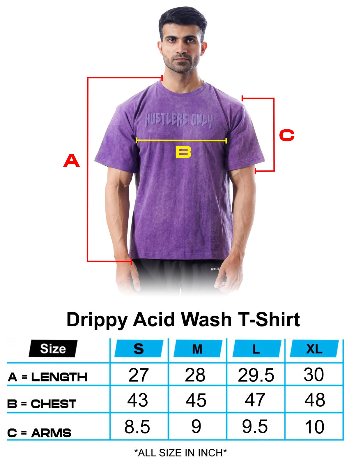 Unisex True-to-Size Purple Acid Wash Tshirt | Hustlers Only UK