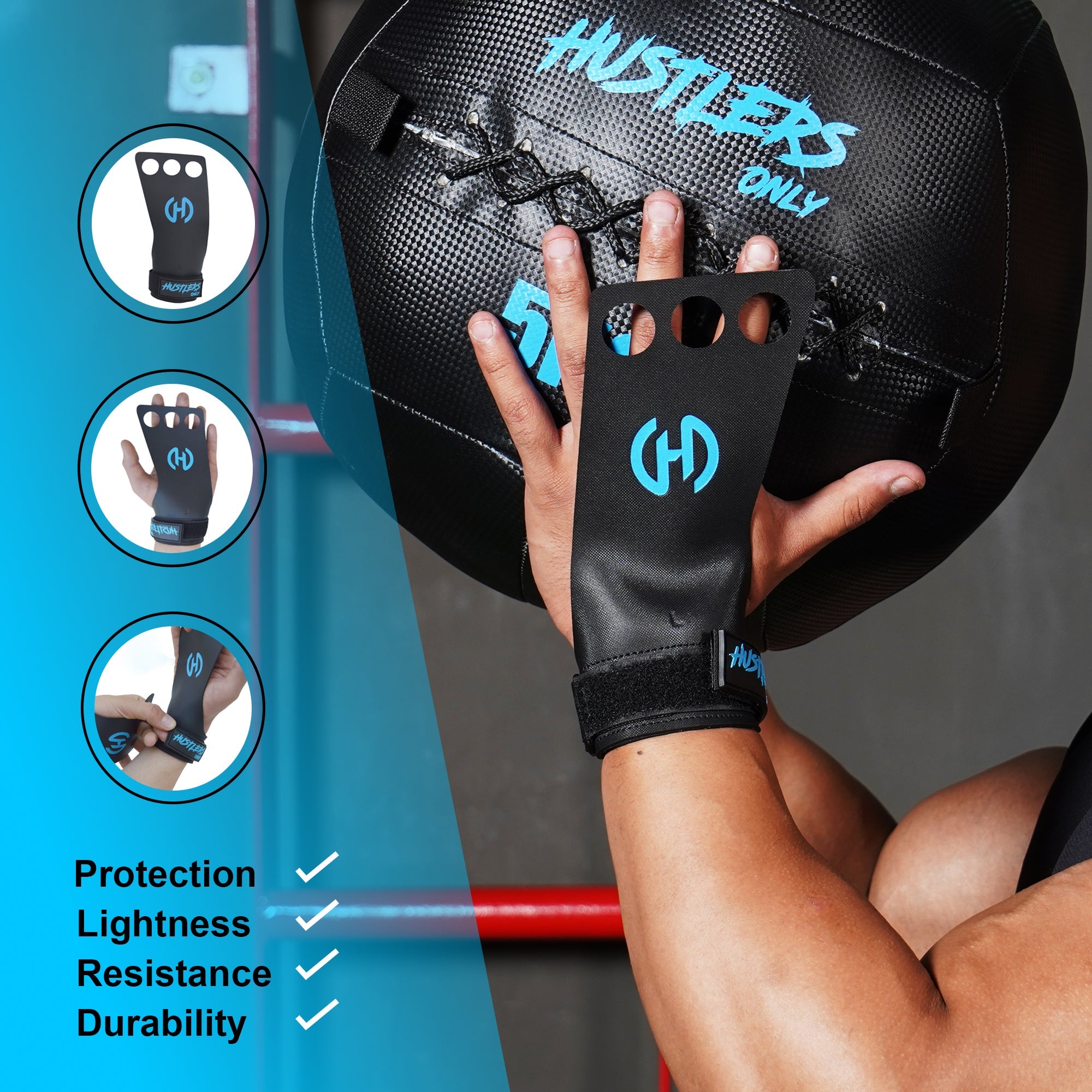 Diamond 3 Hole Grips For Weightlifting | HustlersOnlyUK