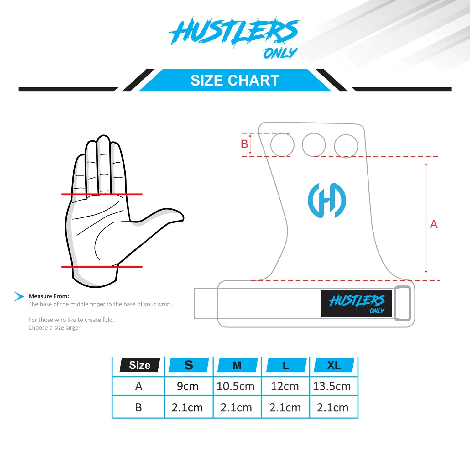 Diamond 3 Hole Grips Sizechart | HustlersOnlyUK