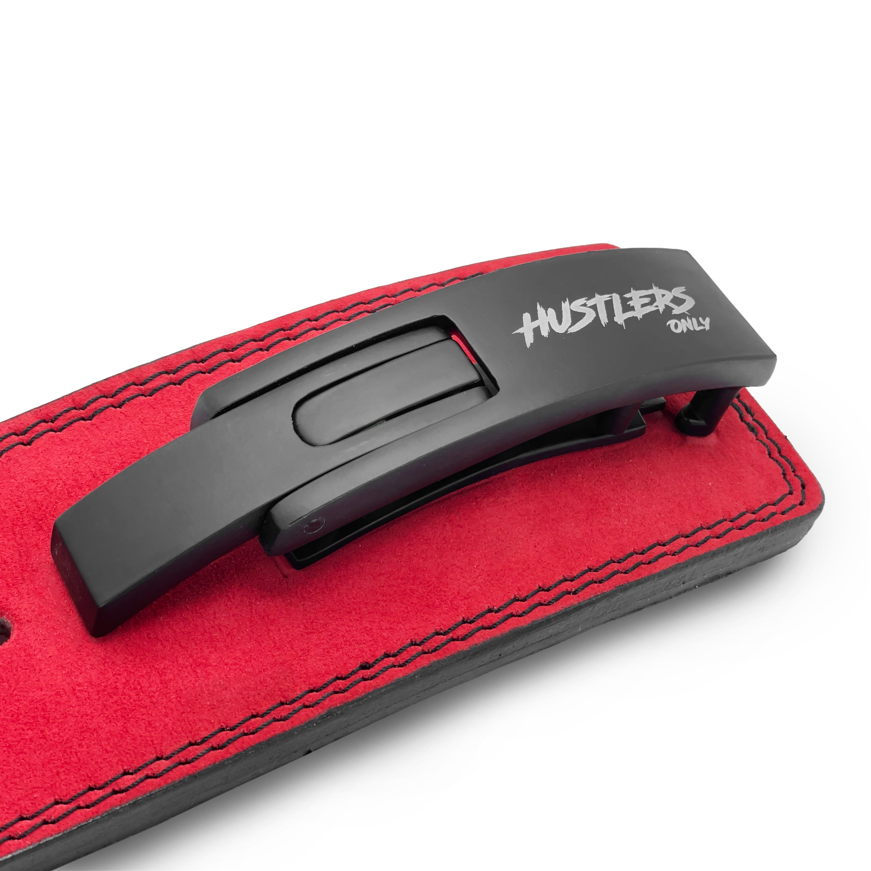 10mm Suede Leather Lever Belt - Red