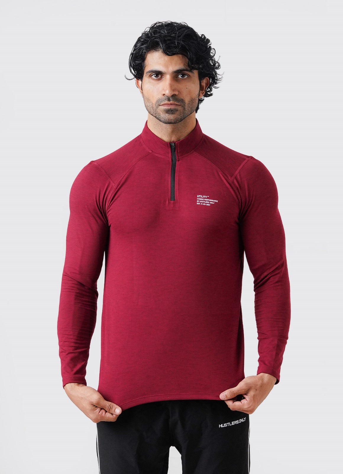 Utility Quarter Zip Shirt - Maroon