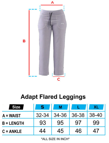 Grey Adapt Flared Leggings Sizechart For Women | HustlersOnlyUK