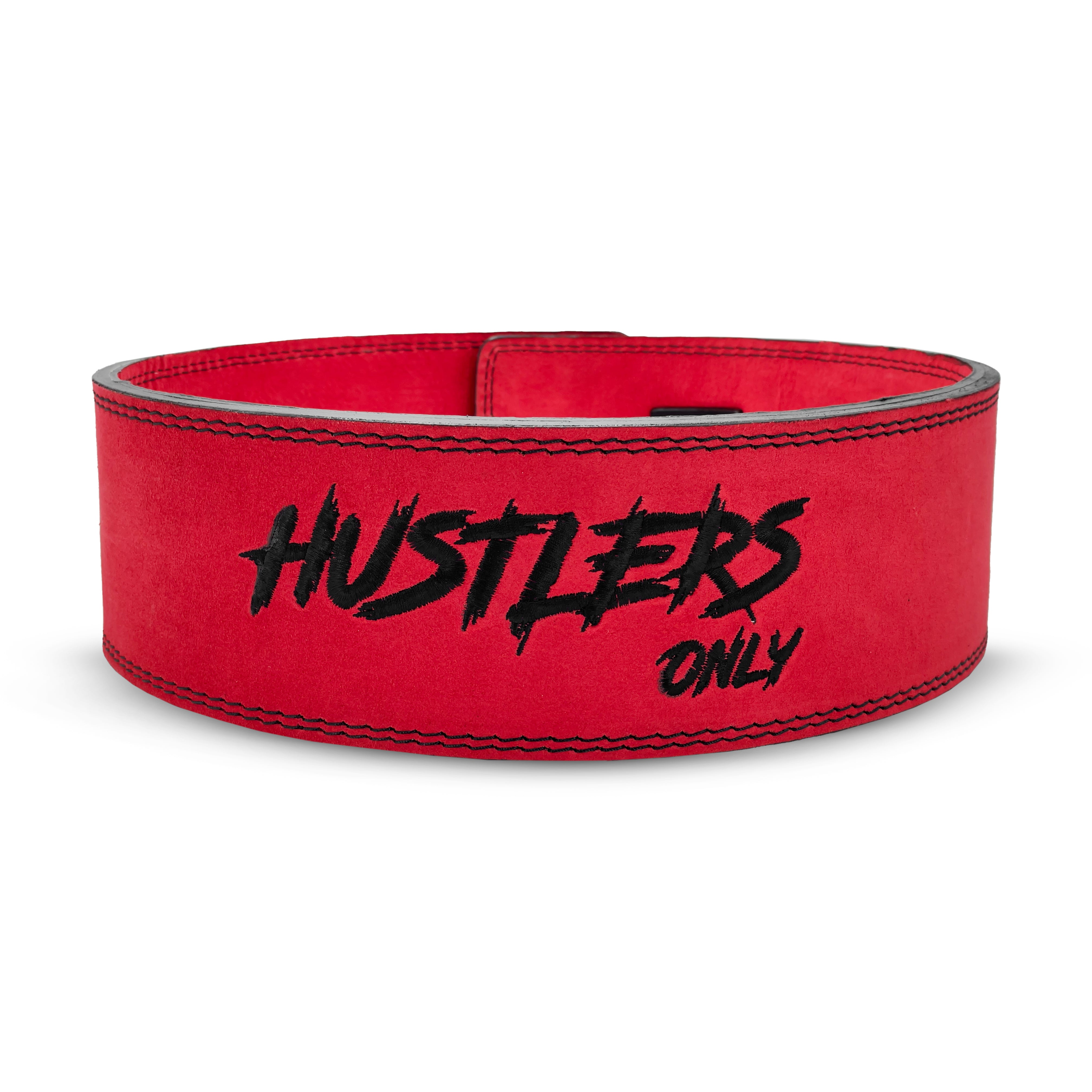 10mm Suede Leather Lever Belt - Red