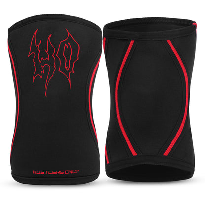 7mm Metal Knee Sleeves - Black with Red Stripes