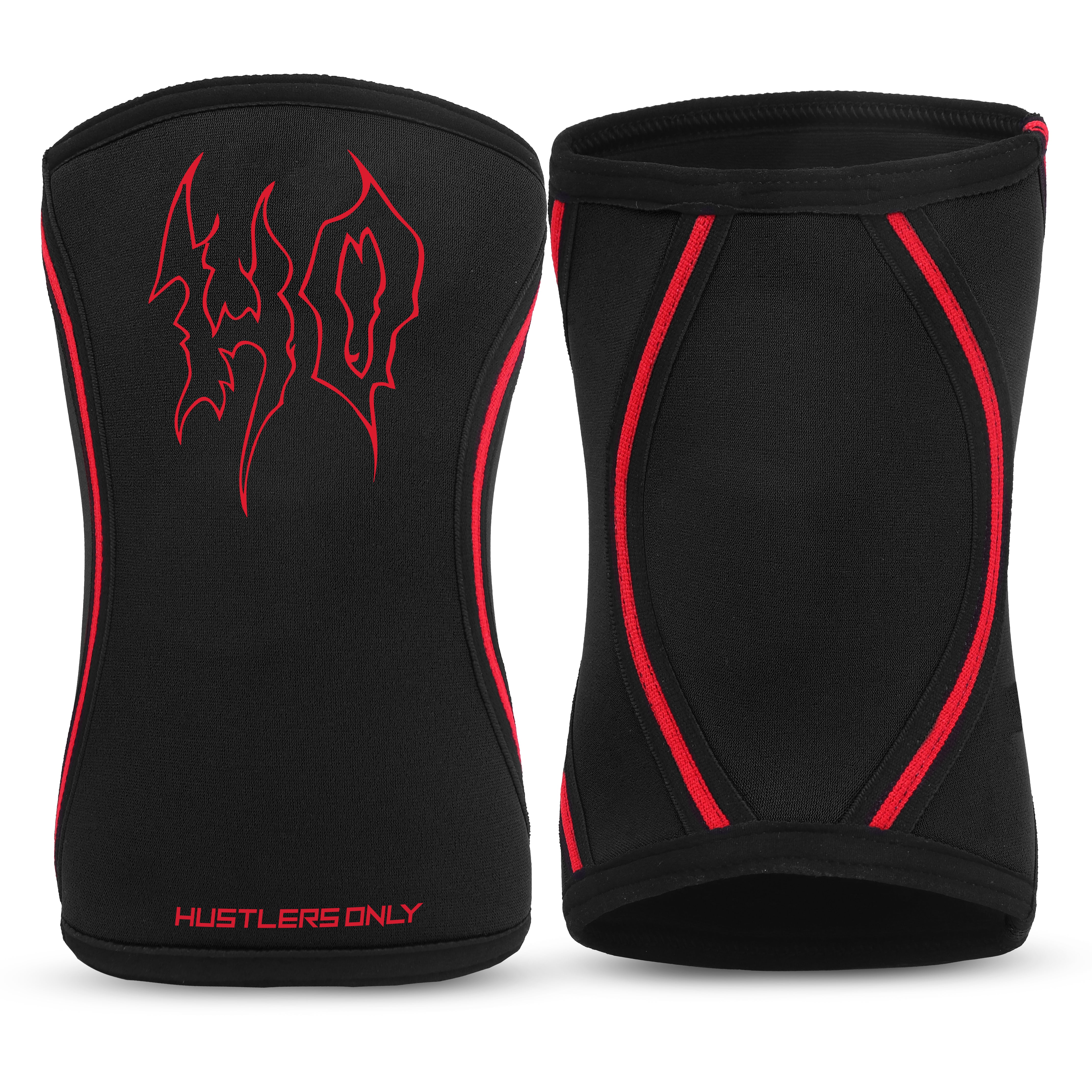 7mm Metal Knee Sleeves - Black with Red Stripes