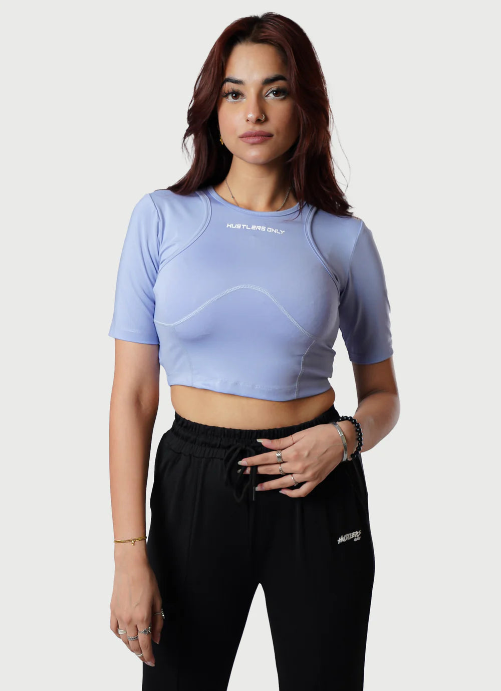  Sky Blue Crossover Croptop For Women  | HustlersOnlyUK