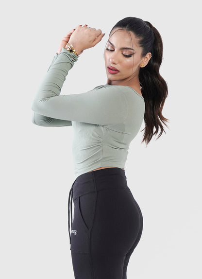 Green Diamond Crop Shirt | HustlersOnlyUK