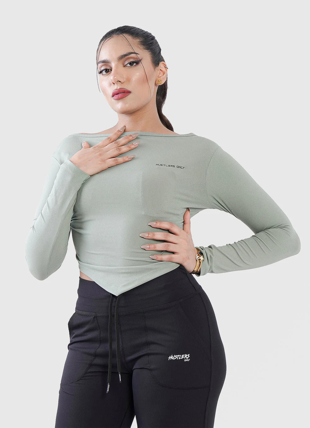 Green Diamond Crop Shirt For Women | HustlersOnlyUK