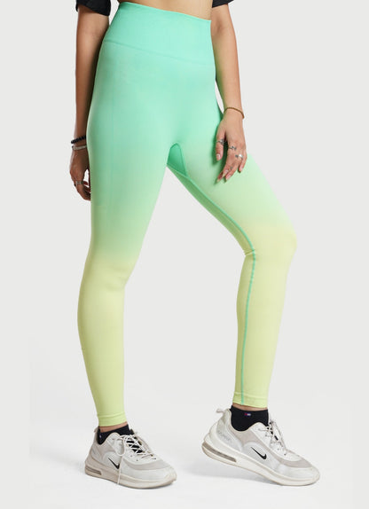 Turquoise Dip Dye Seamless Leggings For Women | HustlersOnlyUK