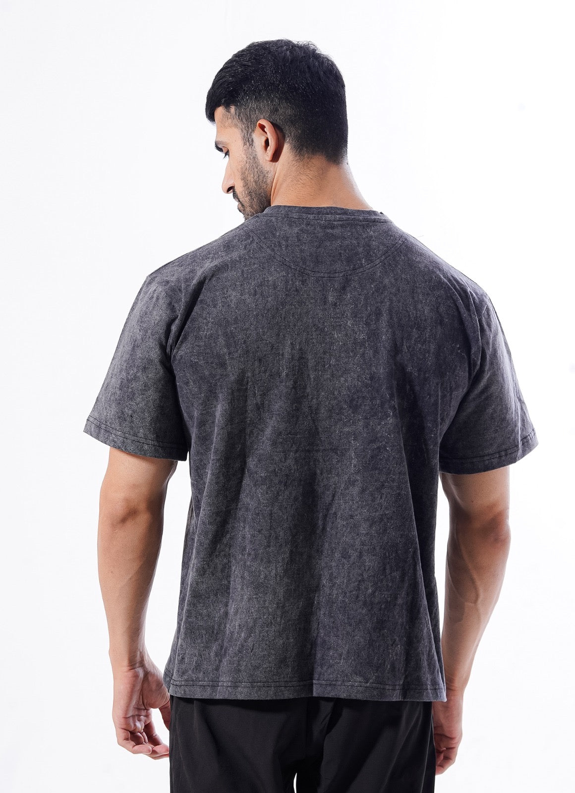 Drippy Acid Wash Black T-shirt For Gym | HustlersOnlyUK