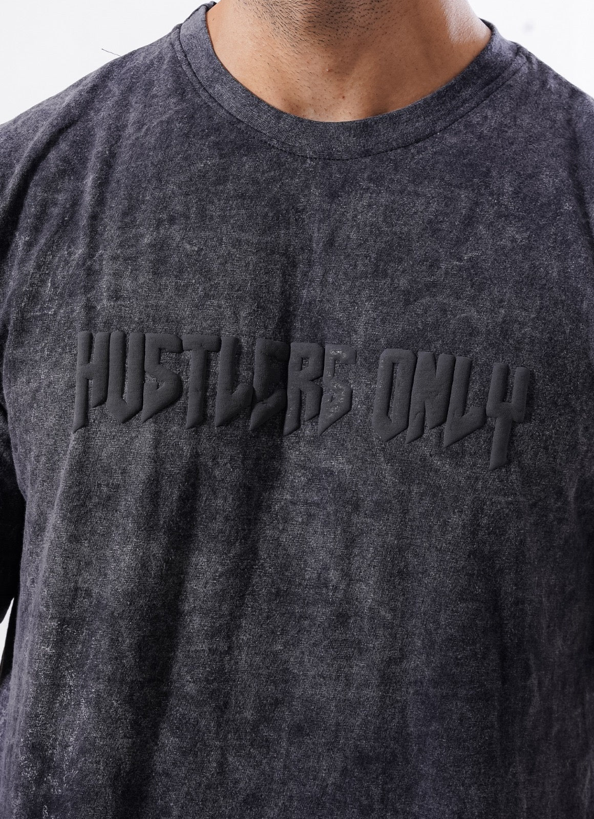 Drippy Acid Wash Black T-shirt For Workout | HustlersOnlyUK