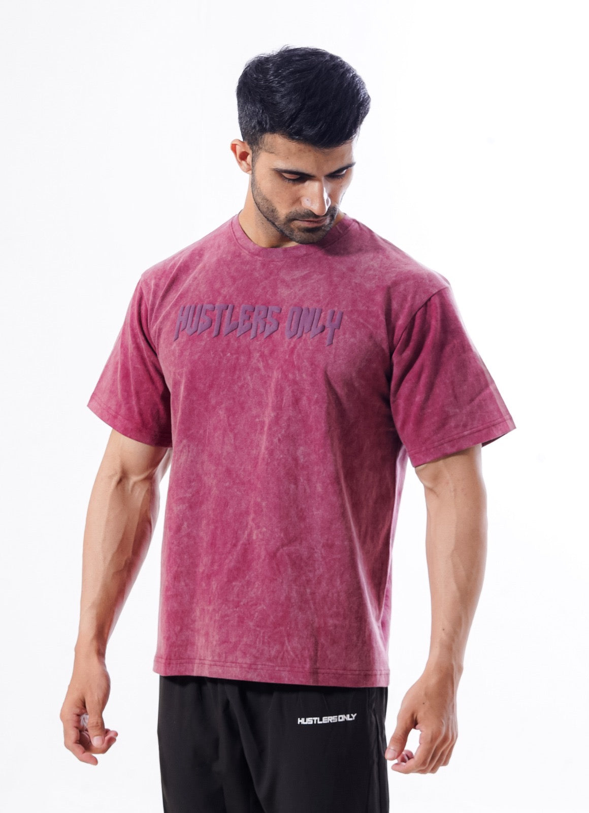 Drippy Acid Wash Maroon T-shirt For Men | HustlersOnlyUK