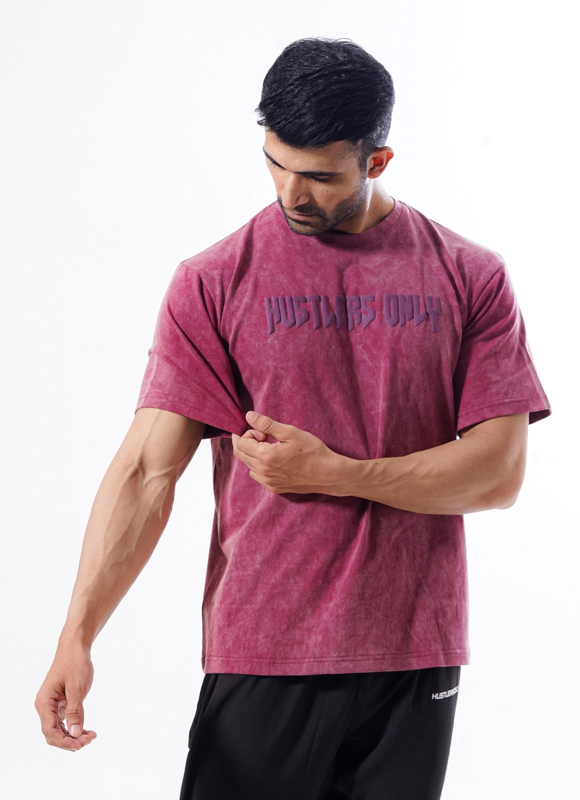 Drippy Acid Wash Maroon T-shirt For Workout | HustlersOnlyUK