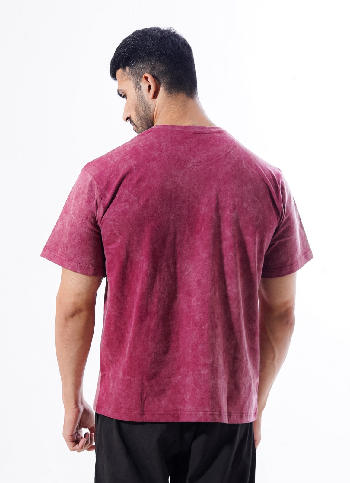 Drippy Acid Wash Maroon T-shirt For Gym | HustlersOnlyUK