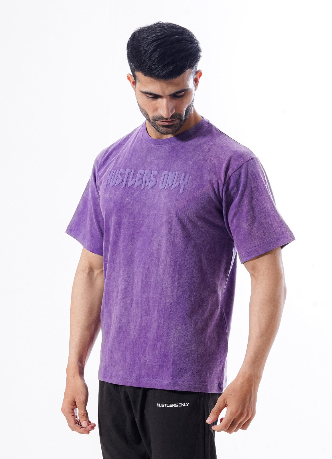 Drippy Acid Wash Purple T-shirt For Workout | HustlersOnlyUK