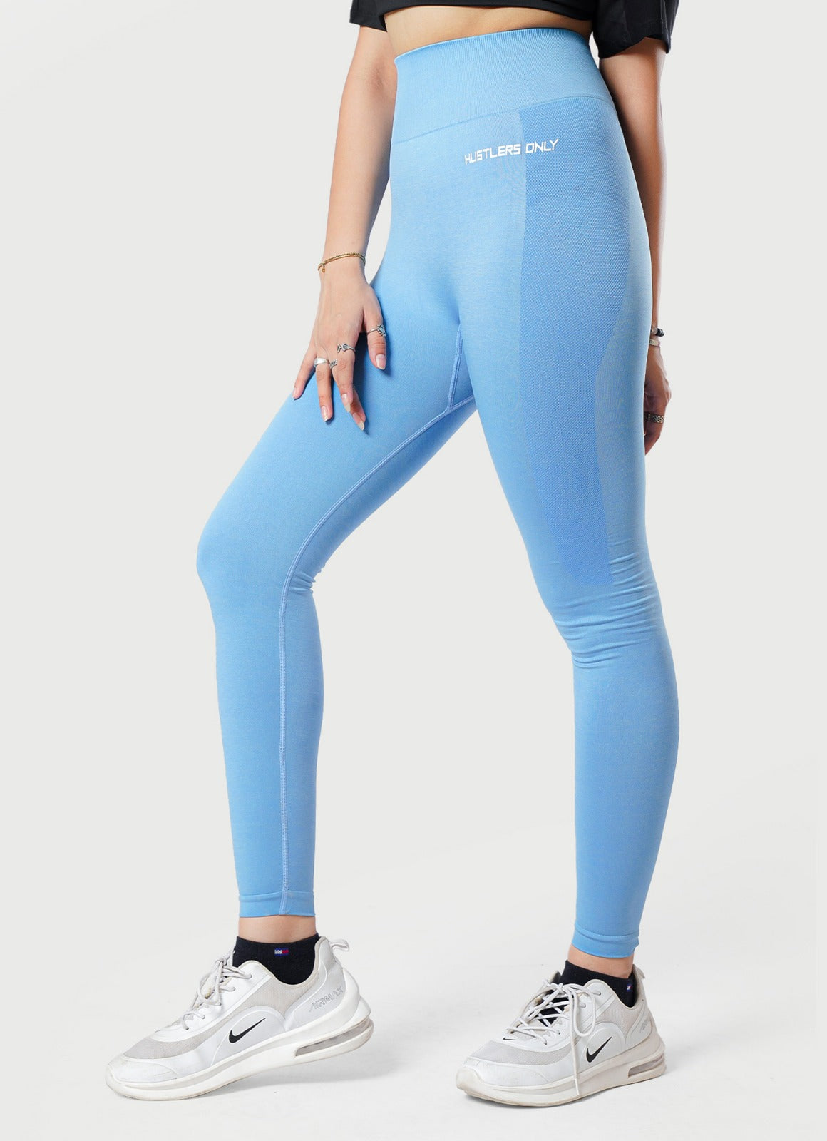 Electric Blue Seamless Leggings For Workout | HustlersOnlyUK