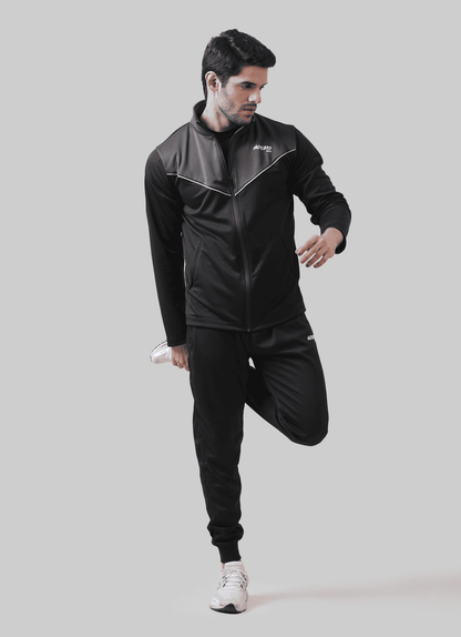 Black & Grey Iconic Tracksuit For Men | HustlersOnlyUK