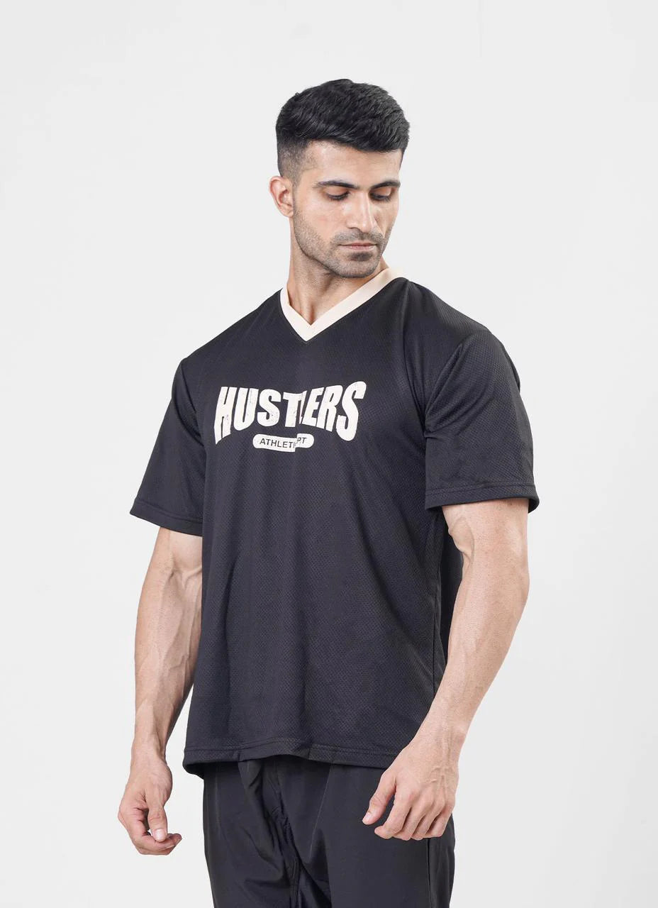 Mesh Basketball Tshirt Black for Mens | HustlersOnlyUK