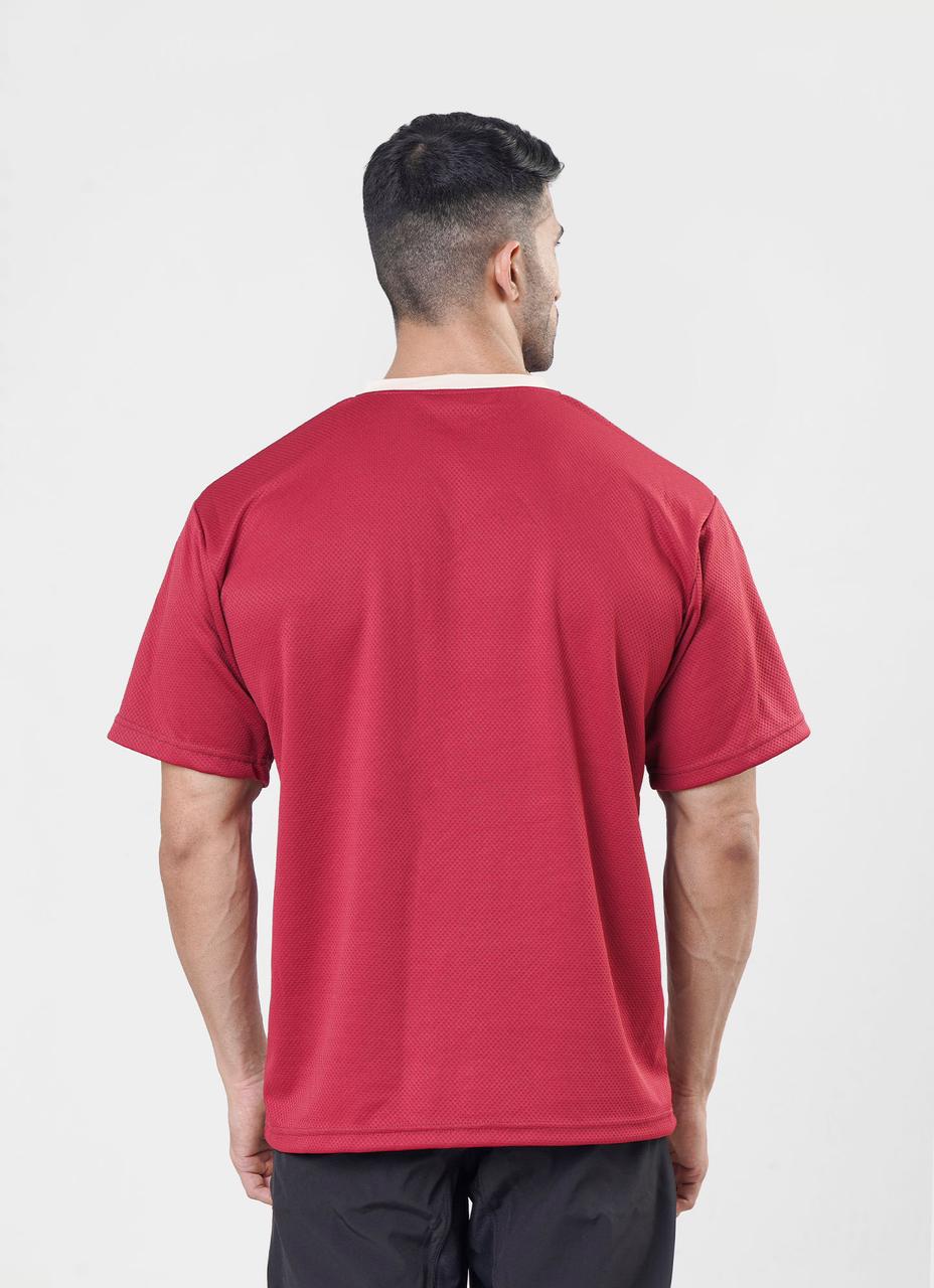 Maroon Mesh Basketball Tshirt for Mens | HustlersOnlyUK