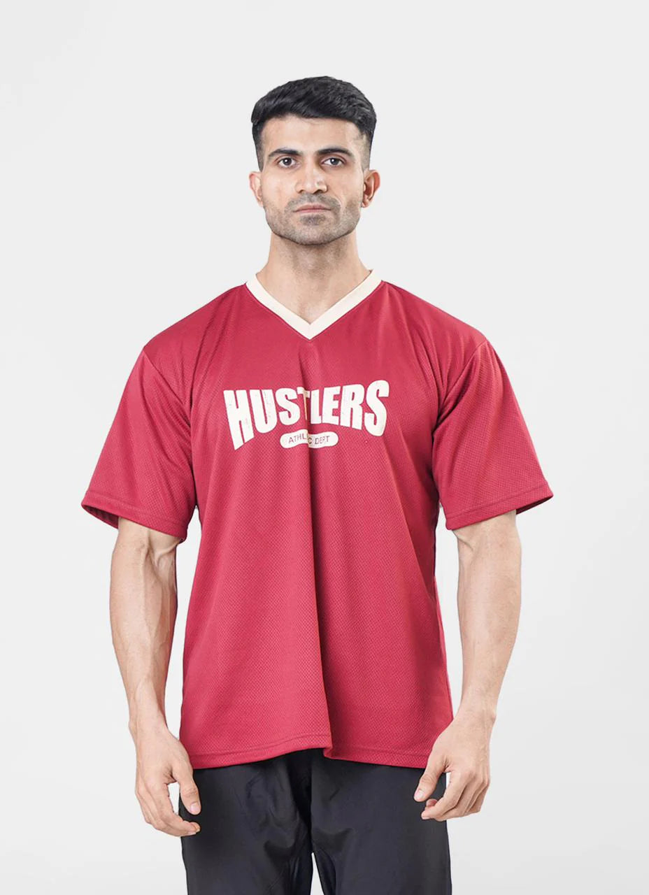 Mesh Basketball Maroon Tshirt for Mens | HustlersOnlyUK