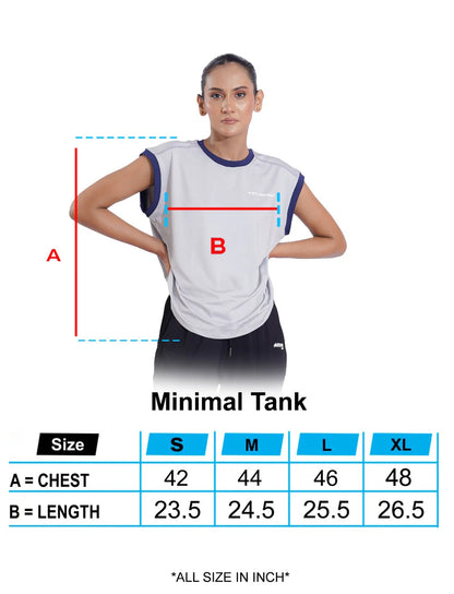 Grey Minimal Tank Sizechart For Women | HustlersOnlyUK