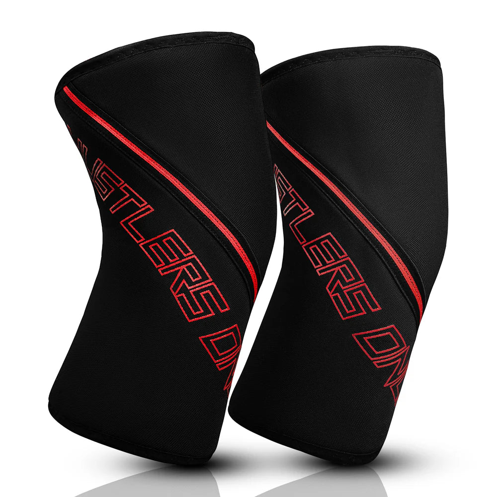 7mm Red Powerlifting Knee Sleeves | HustlersOnlyUK