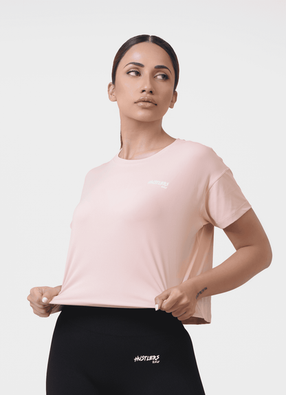 Peach Rush Crop TShirt For Gym | HustlersOnlyUK