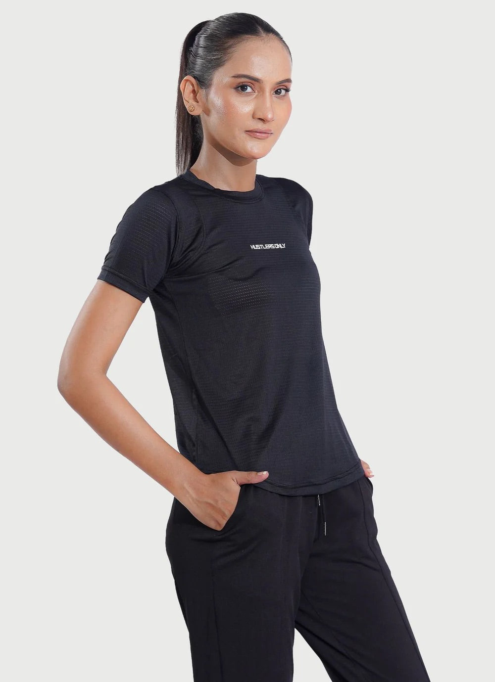 Sash Essential Black T-Shirt For Gym | HustlersOnlyUK