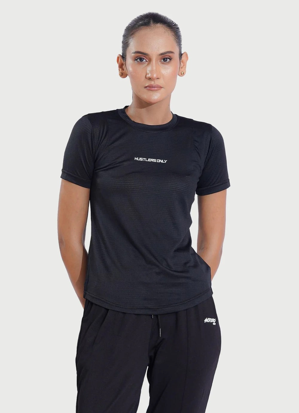 Sash Essential Black T-Shirt For Women | HustlersOnlyUK