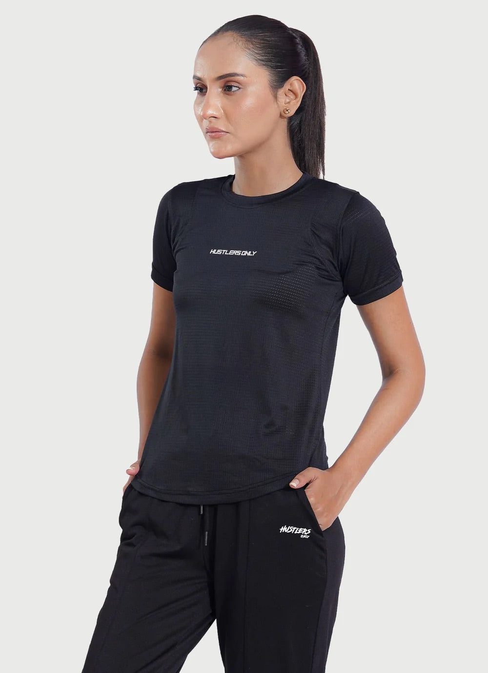 Sash Essential Black T-Shirt For Women | HustlersOnlyUK