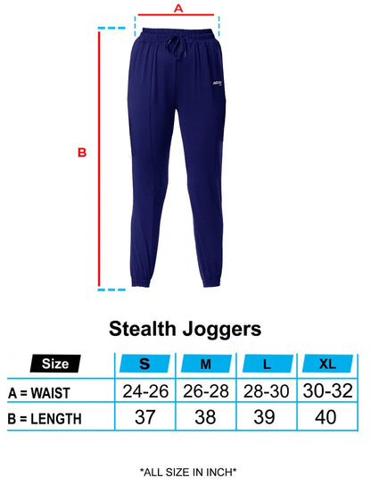 Navy Stealth Joggers Sizechart | HustlersOnlyUK