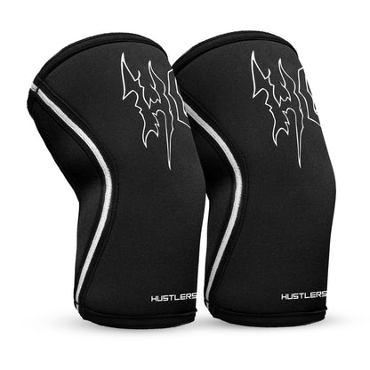 7mm Metal Knee Sleeves - Black with White Stripes