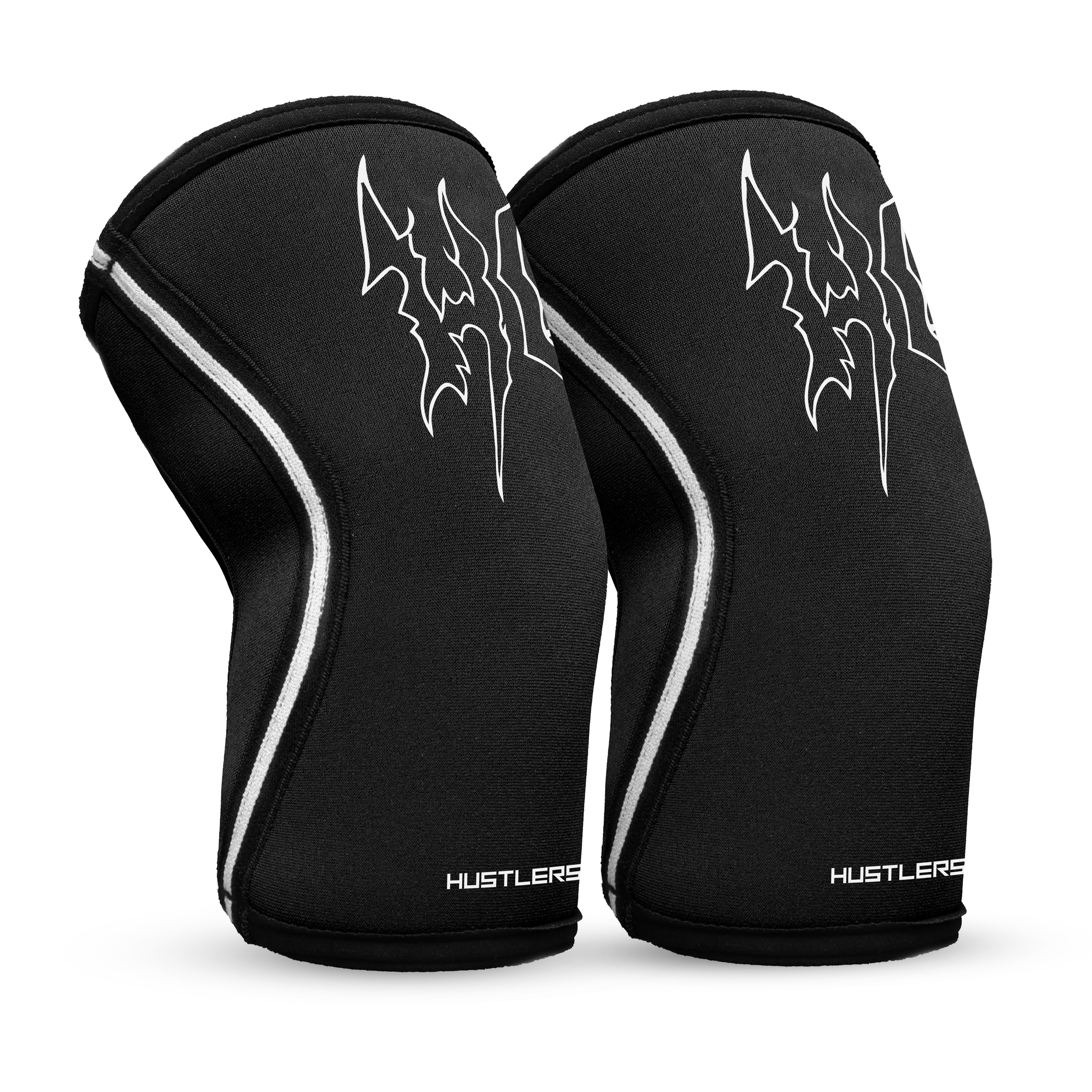 7mm Metal Knee Sleeves - Black with White Stripes