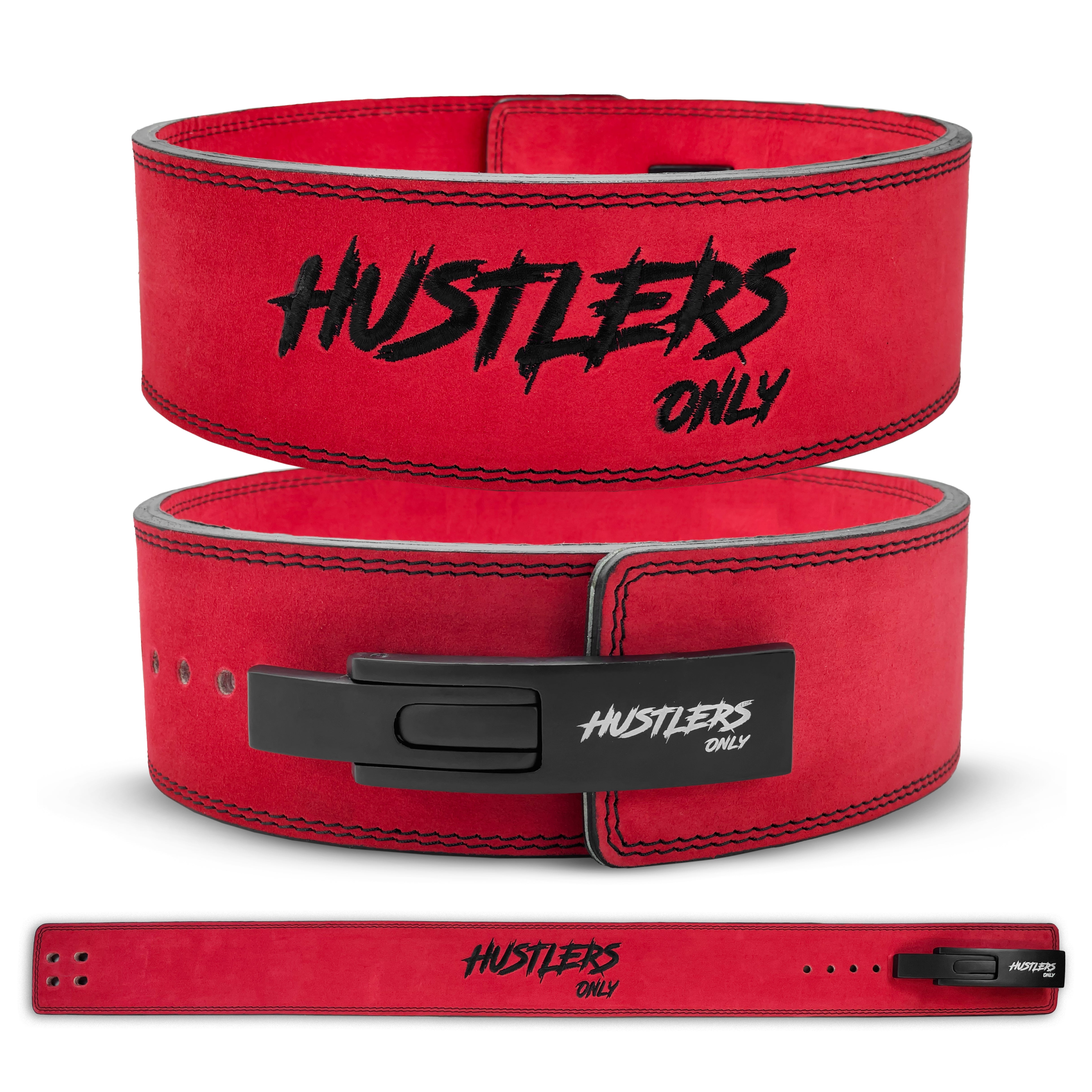 10mm Suede Leather Lever Belt - Red