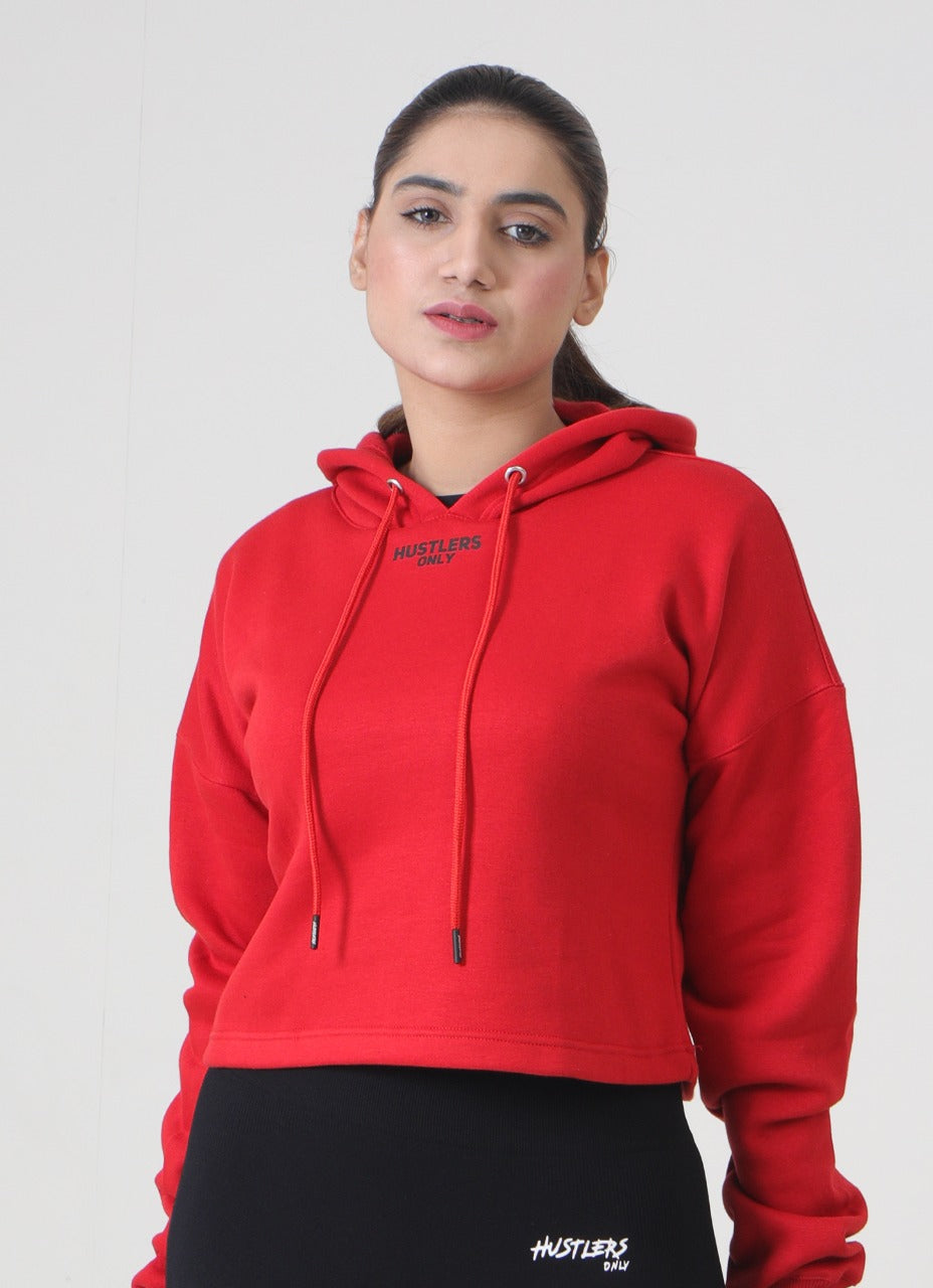 Red Training Cropped Hoodie | HustlersOnlyUK