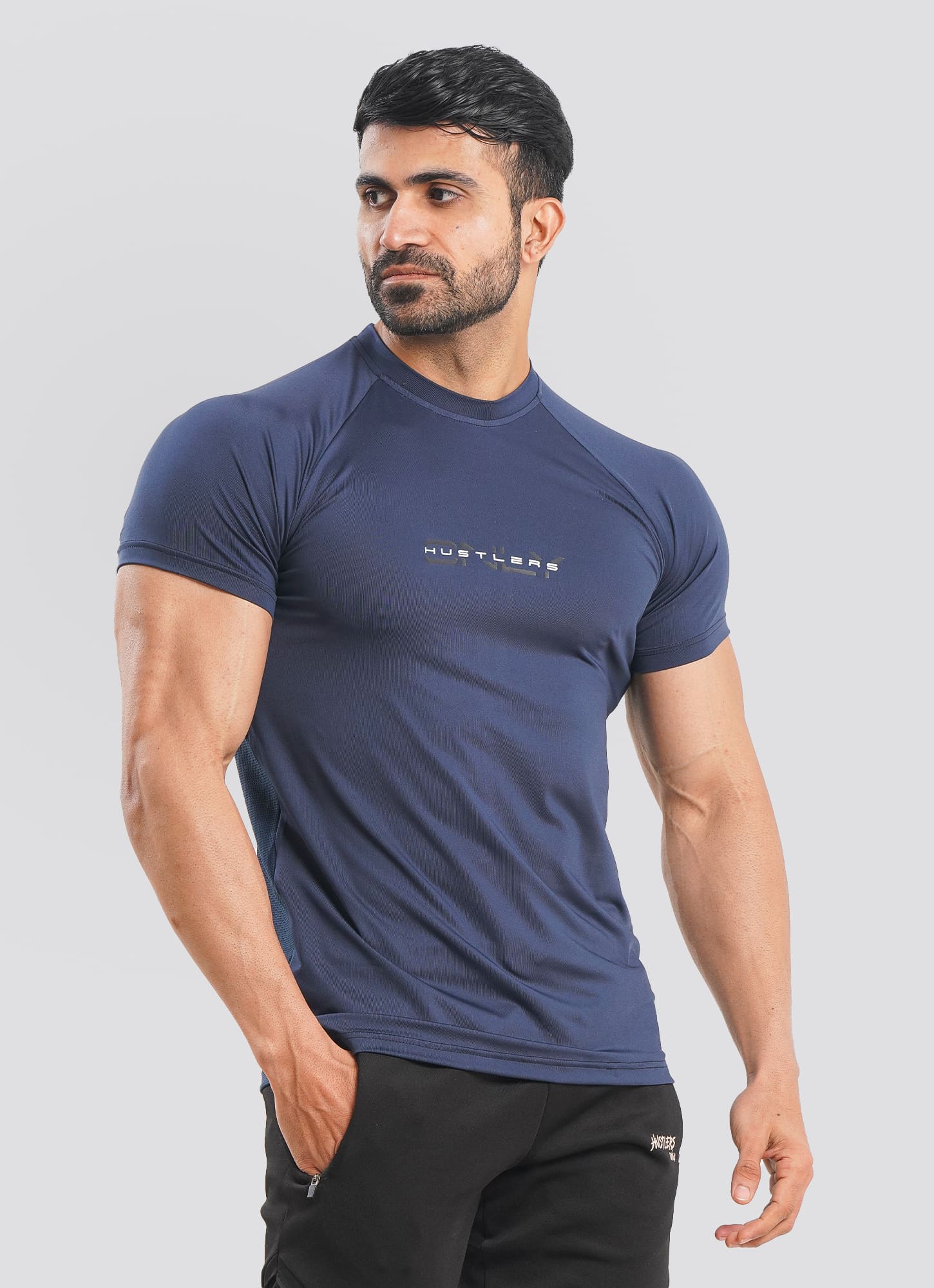 Utility Mesh Back Navy T-shirt For Men | HustlersOnlyUK