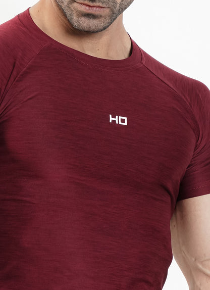 Melange Compression T-Shirt - Maroon