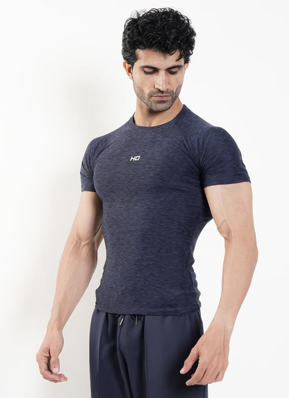 Melange Compression T-Shirt - Navy