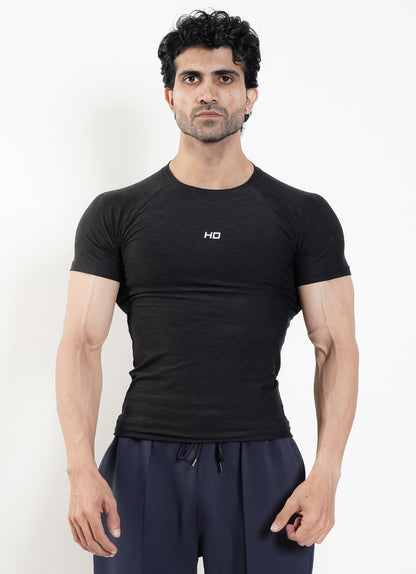 Melange Compression T-Shirt - Black