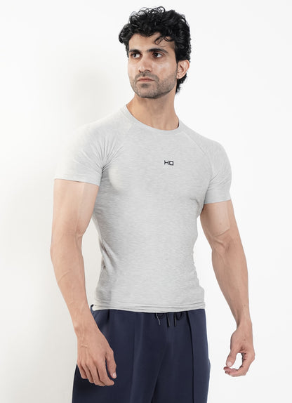 Melange Compression T-Shirt - Silver