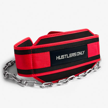 Dip Belt with Steel Chain - Red