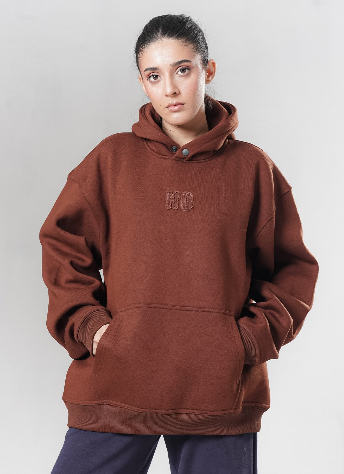 Crude Oversized Hoodie - Brown