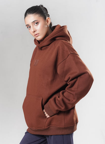 Crude Oversized Hoodie - Brown